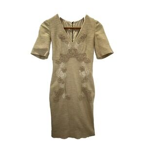 DOLCE & GABBANA SZ 38 Cotton Dress Lace Appliqué Silk Lining